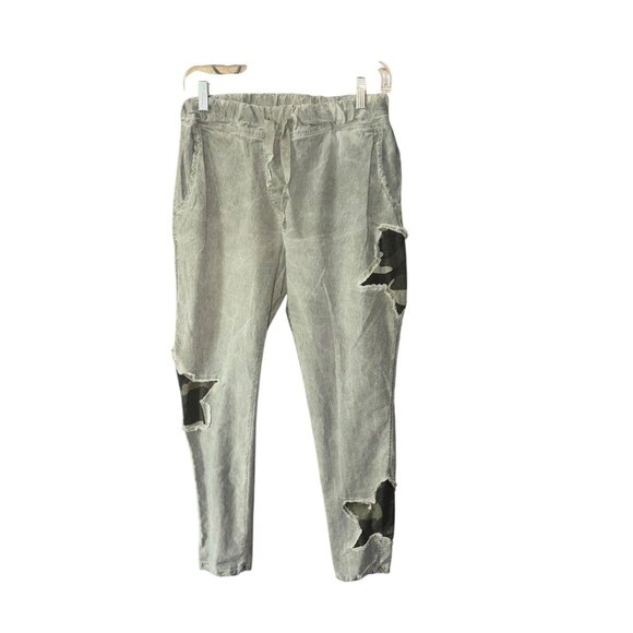 Tempo Paris Gray Jogger Pants With Camo Star Patches - Picture 4 of 12